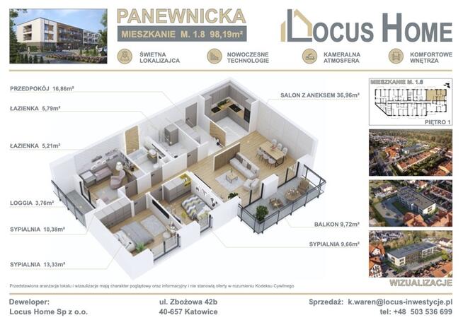 Nowoczesne 4-pokojowe mieszkanie z balkonem M 1.8