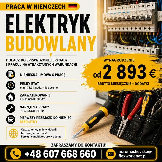 PRACA W NIEMCZECH – ELEKTRYK BUDOWLANY