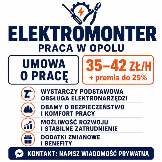 ELEKTROMONTER – OPOLE | BEZ DOŚWIADCZENIA