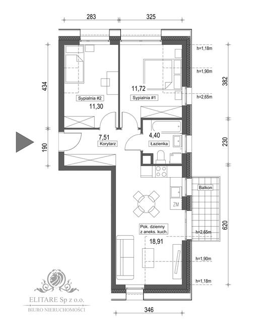 Mieszkanie 4pok, 53,84m2 z balkonem, Krzyki, Brochów, Wrocław