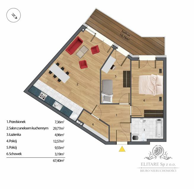 Apartamnet 3 pokojowy o pow 67,40m2 w Nowej inwestycji na Krzyki Huby