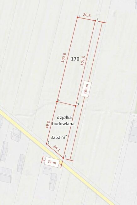 Działka budowlana + ogród 3252 m² – asfalt, media – Restarze