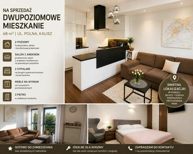 Mieszkanie dwupoziomowe Polna 28, Kalisz 68m.