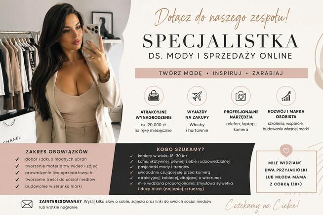 Specjalistka ds.Mody i Sprzedaży Online 15tys zł cała polska