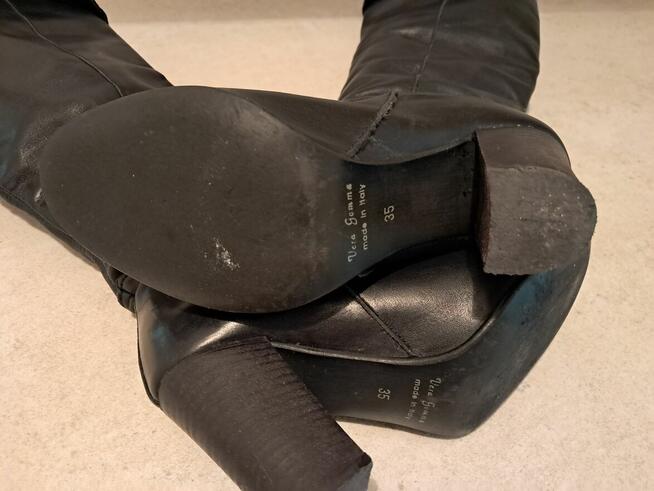 Buty damskie – włoskie skórzane kozaki czarne „Vera Gamma\