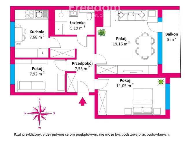 Mieszkanie 3 pokojowe z balkonem i piwnicą