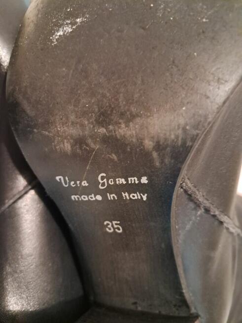 Buty damskie – włoskie skórzane kozaki czarne „Vera Gamma\