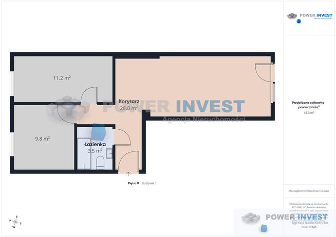 3 pokoje | 53,3 m² | garaż | balkon