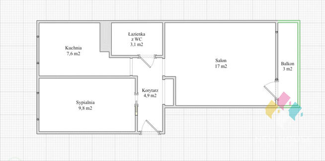 Zatorze, 2-pok., 42,4 m2, balkon, piwnica
