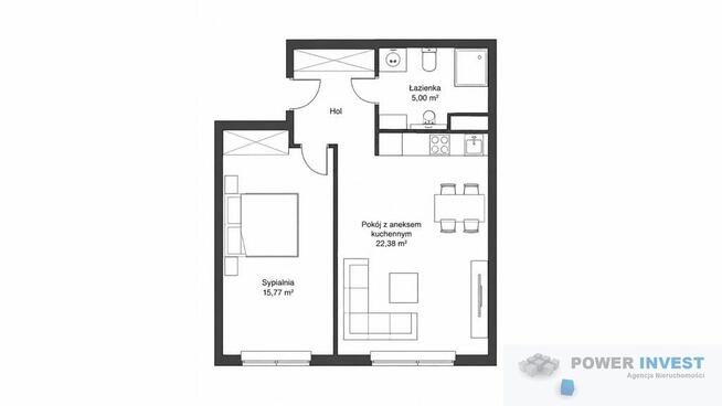 NOWOCZESNE 2 POKOJE | 47,74 m² | BAŻANTOWO
