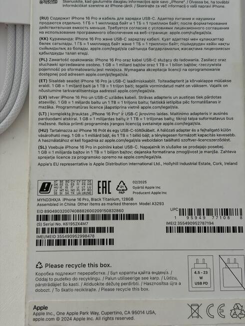 Nowy IPhone 16 pro 128GB