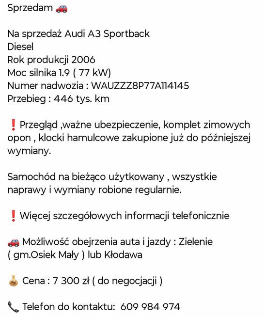 Sprzedam Audi A3 Sportback