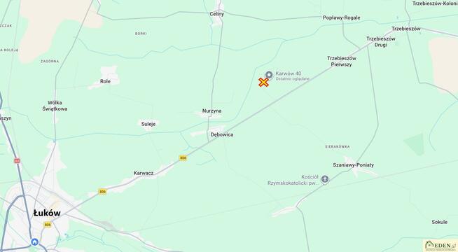 Działka budowlana Karwów gm. Trzebieszów