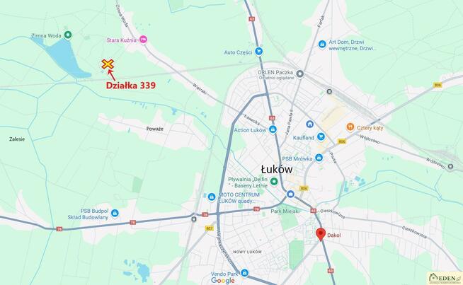 Działka leśna Łuków Zimna Woda
