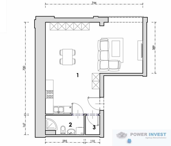 47,49 m², zlokalizowane na pierwszym piętrze