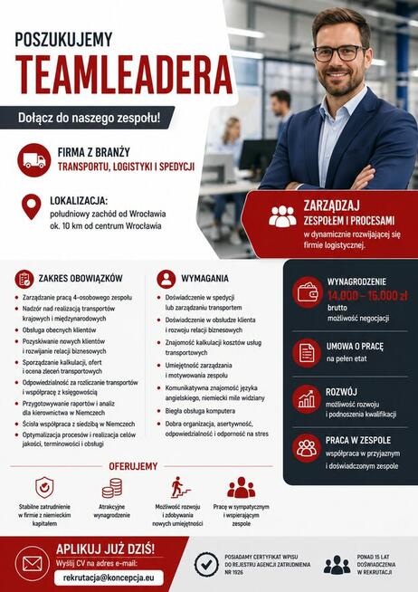 Teamleader w firmie transportowo-logistycznej( Wrocław-AR-PL