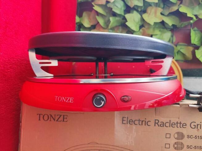 Grill elektryczny Tonze Raclette Czerwony okrągły
