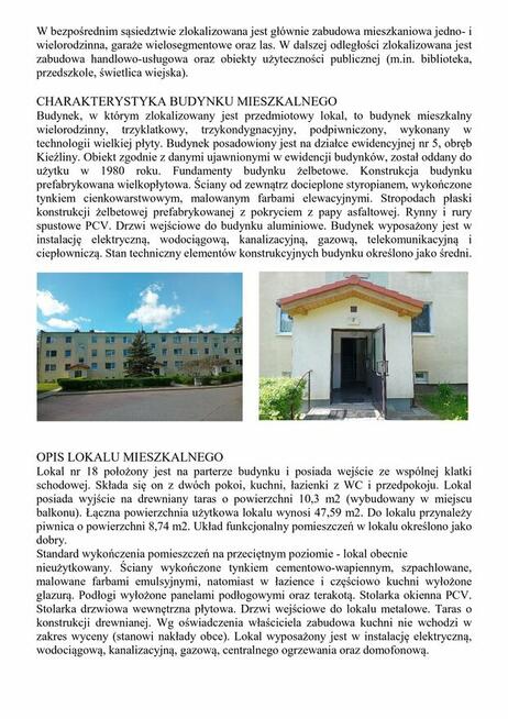 Syndyk sprzeda lokal mieszkalny w Kieźlinach ul. L. Staffa 2