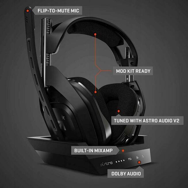 Astro A50 słuchawki bezprzewodowe PS4 PC + stacja