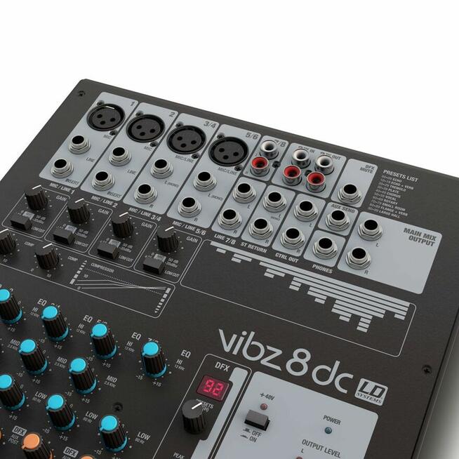 LD Systems VIBZ 8 DC – mikser 8 kanałów, DFX