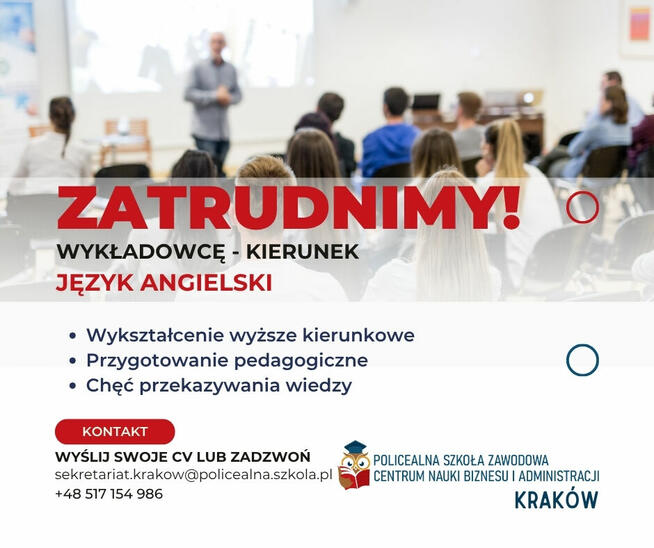 Poszukujemy Wykładowcę – Języka angielskiego
