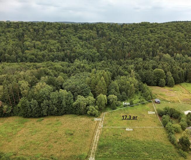 Działka budowlana pod lasem – 1730m2, WZ, prąd