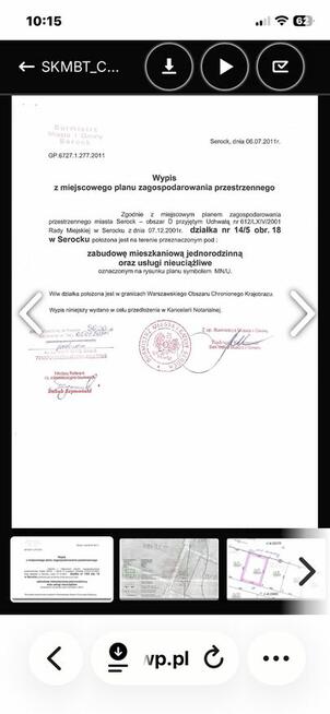 Sprzedam działkę budowlaną w Serocku