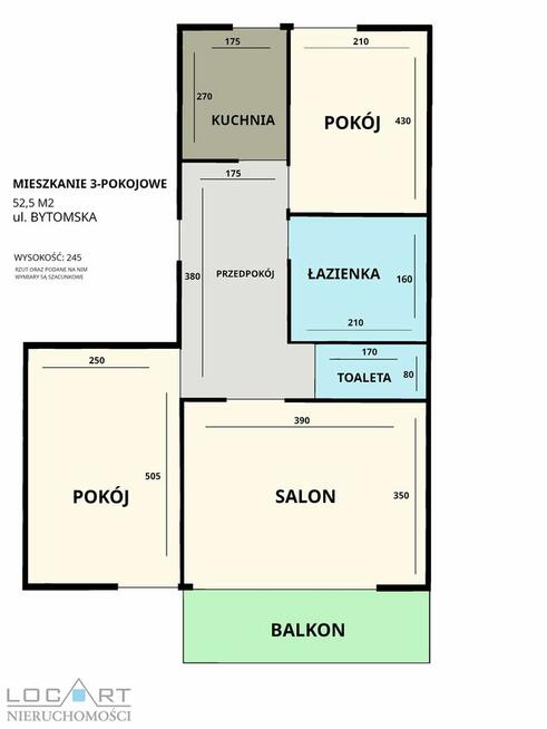3-pokojowe mieszkanie - 52,5 m², ul. Bytomska
