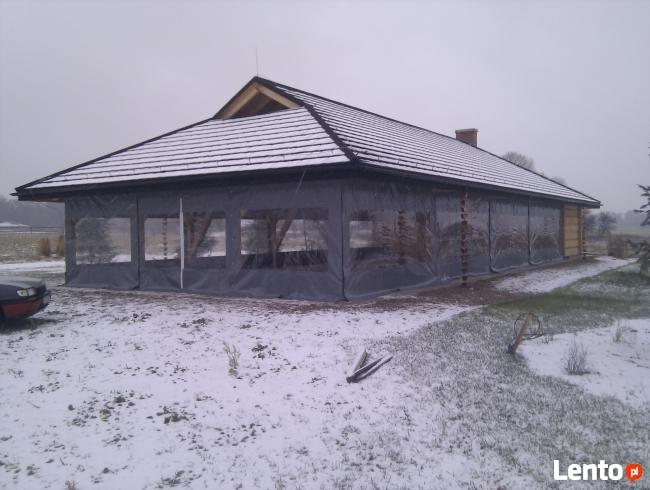 Taras balkon weranda zabudowa plandekowa z szybą