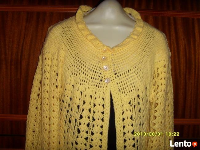 ŻÓŁTY ŻAKARDOWY SWETEREK + GRATIS =WROCŁAW=