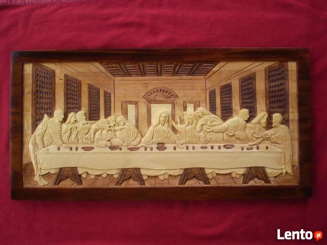 Płaskorzeźba ostatnia wieczerza rzeźba drewno prezent