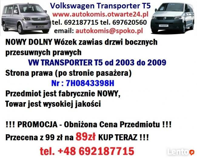 DOLNY Wózek zawias rolka drzwi przesuwnych VW TRANSPORTER T5