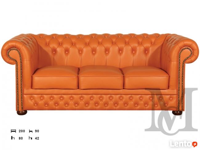 Sofa Chesterfield Tudor 3-osbowa kanapa skóra naturalna