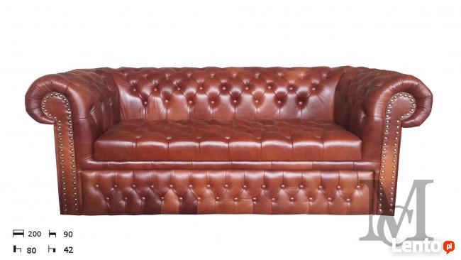 Sofa Wiliams Chesterfield 3 rozkładana-skóra naturalna