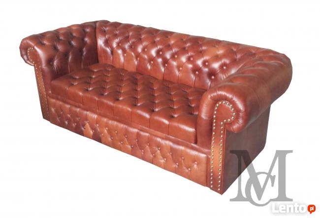 Sofa Wiliams Chesterfield 3 rozkładana-skóra naturalna