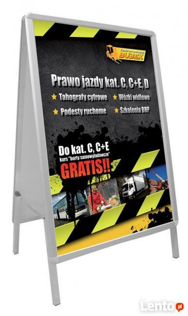 POTYKACZ, STOJAK REKLAMOWY - Aluminiowy, drewniany kredowy