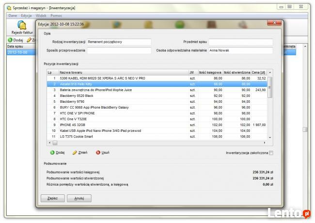 Sprzedaż i Magazyn - Fakturowanie z obsługą magazynu, Faktur
