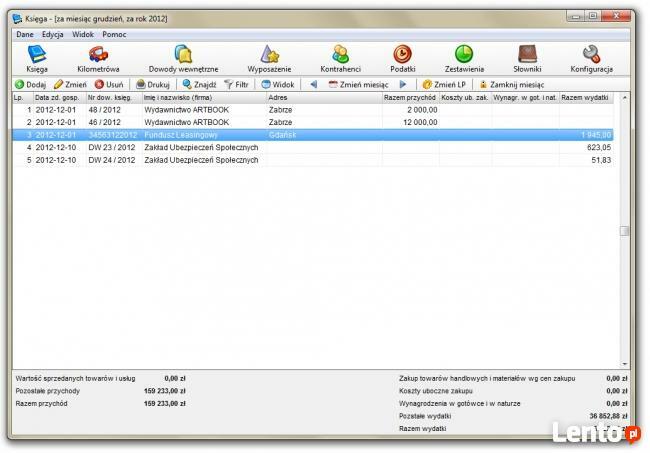 Księga - Podatkowa Księga Przychodów i Rozchodów KPIR, progra