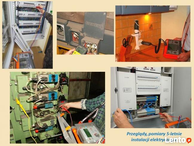 Przeglądy instalacji elektrycznych, pomiary el. pom. światła