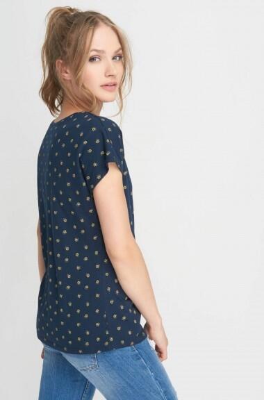 granatowy t-shirt z nadrukiem Orsay