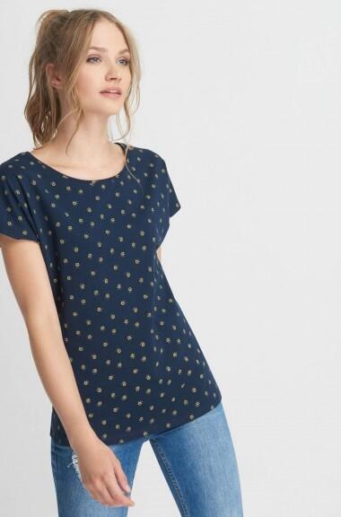 granatowy t-shirt z nadrukiem Orsay