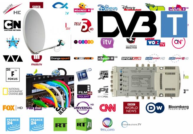 Anteny SAT, TV naziemna DVB-T, monitoring, alarmy, komputery