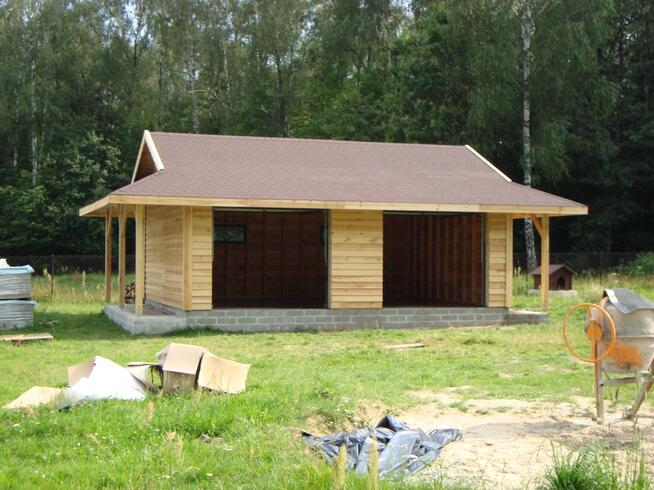 GARAŻ DREWNIANY dom domek wiata drewna 2 drewutnie