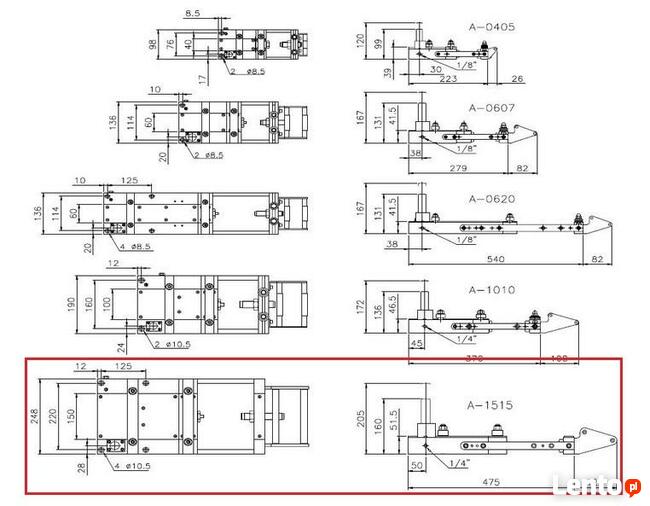 Podajniki pneumatyczne A1515 do prasy mimośrodowej
