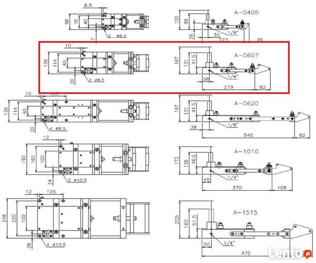 Podajniki pneumatyczne A0607 do prasy mimośrodowej
