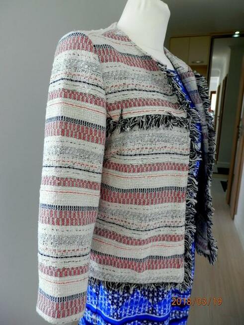 Marynarka Żakardowa w stylu Chanel z Frędzlami Blezer L