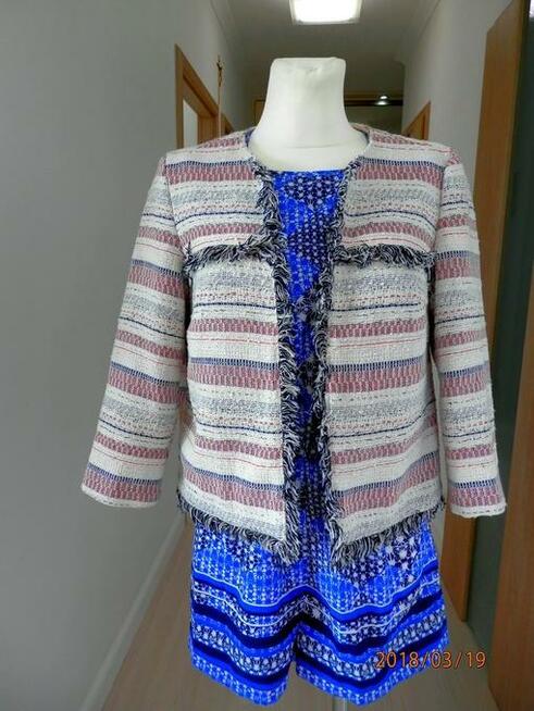 Marynarka Żakardowa w stylu Chanel z Frędzlami Blezer L