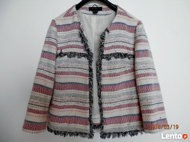 Marynarka Żakardowa w stylu Chanel z Frędzlami Blezer L