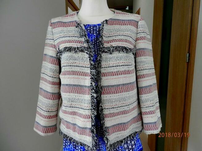 Marynarka Żakardowa w stylu Chanel z Frędzlami Blezer L