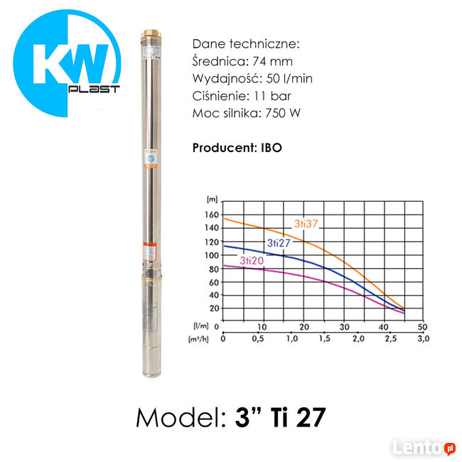 Pompa głębinowa 3 Ti 27 (7,5kW, 230V)